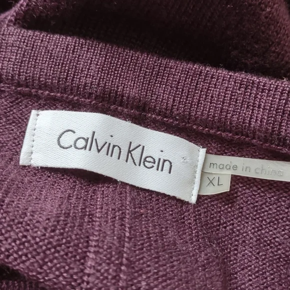 Calvin Klein Deep Plum Sweater Dress with Bell Sleeves. - Picture 3 of 9